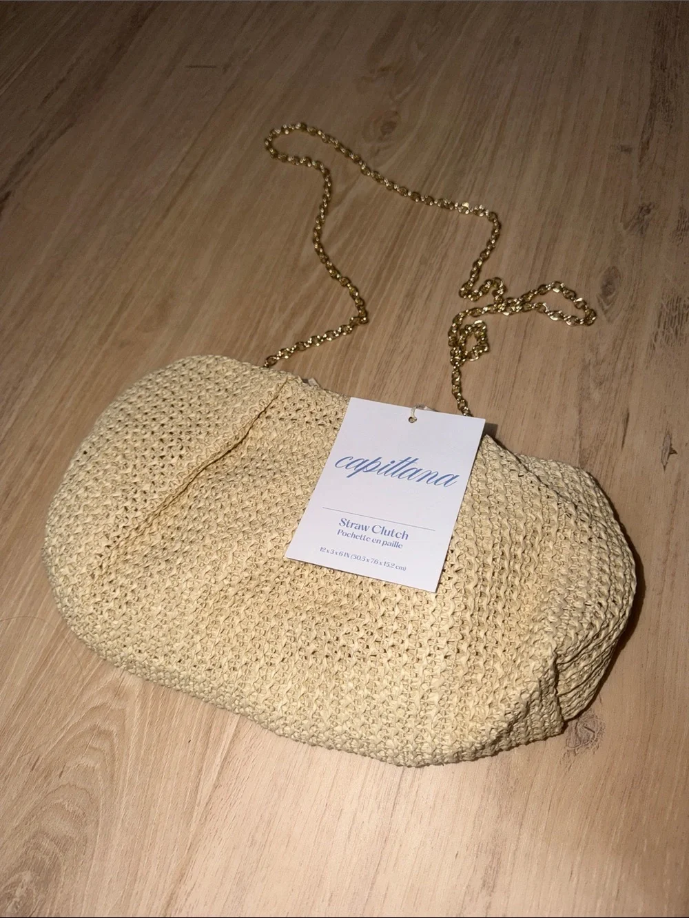 Capittana Woven Straw clutch Chain-Handle Shoulder Bag in Beige NWT